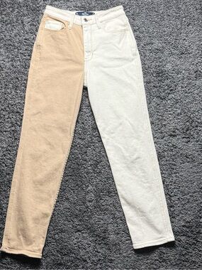 Hollister Two-Tone Beige & Cream Split Jeans